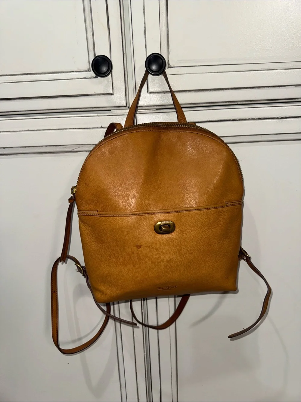 Vintage Margot New York cognac caramel suede leather backpack bag